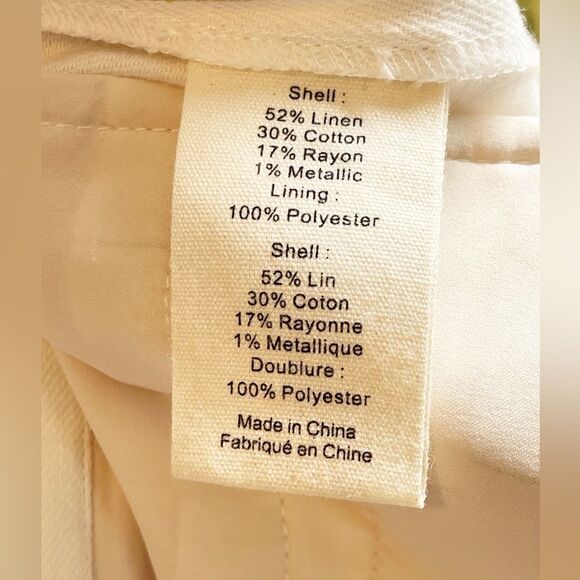 L'Agence Pilar Wide Leg trouser linen Pant cream metallic gold pin stripe 2. NWT - Picture 11 of 13